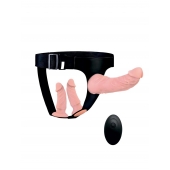 Женский страпон с 3 насадками и вибрацией - Erowoman-Eroman - купить с доставкой в Воронеже