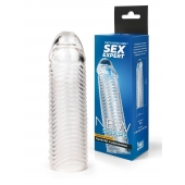 Прозрачная закрытая насадка на пенис с ребрышками - 16 см. - Sex Expert - в Воронеже купить с доставкой
