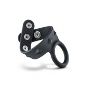 Черное эрекционное кольцо с подхватом мошонки на кнопках VS6 - Blush Novelties - в Воронеже купить с доставкой