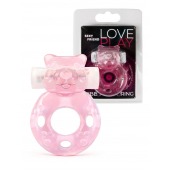 Розовое эрекционное виброкольцо в форме мишки - 1137 - в Воронеже купить с доставкой
