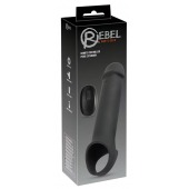 Черная вибронасадка для пениса с хомутом для мошонки и пультом ДУ Remote Controlled Penis Extension - Orion - в Воронеже купить с доставкой