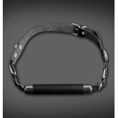 Чёрный кляп-трензель на кожаных ремешках с застёжкой - Sitabella - купить с доставкой в Воронеже