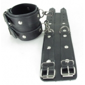 Черные кожаные оковы с двумя пряжками - БДСМ Арсенал - купить с доставкой в Воронеже