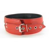 Черно-красный кожаный ошейник увеличенного размера - БДСМ Арсенал - купить с доставкой в Воронеже