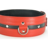 Черно-красный кожаный ошейник увеличенного размера - БДСМ Арсенал - купить с доставкой в Воронеже
