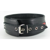 Черно-красный кожаный ошейник увеличенного размера с кольцом - БДСМ Арсенал - купить с доставкой в Воронеже