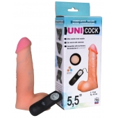 Фаллическая насадка Харнесс UNICOCK 5,5  с вибрацией - 17 см. - LOVETOY (А-Полимер) - купить с доставкой в Воронеже
