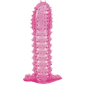 Гелевая розовая насадка с шипами - 12 см. - Toyfa Basic - в Воронеже купить с доставкой