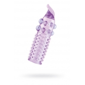 Гелевая фиолетовая насадка с шариками, шипами и усиком - 11 см. - Toyfa Basic - в Воронеже купить с доставкой