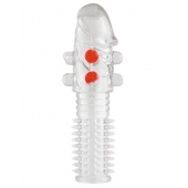 Гелевая прозрачная насадка с шариками и шипами - 14 см. - Toyfa Basic - в Воронеже купить с доставкой