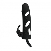 Чёрная насадка с клиторальным вибростимулятором и закрытой головкой - 14 см. - Baile - в Воронеже купить с доставкой