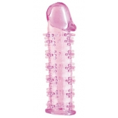 Гелевая розовая насадка на фаллос с шипами - 12 см. - Toyfa Basic - в Воронеже купить с доставкой