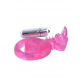 Розовая вибронасадка со стимулятор клитора   Язычок - Toyfa Basic - в Воронеже купить с доставкой