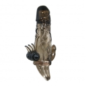 Дымчатая удлиняющая насадка с вибрацией и отростком для преданусного массажа - Baile - в Воронеже купить с доставкой