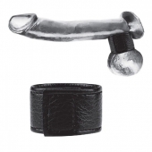Чёрная утяжка на мошонку 1  Velcro Ball Stretcher - BlueLine - купить с доставкой в Воронеже
