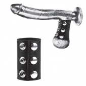 Чёрная утяжка на кнопках 100% PVC STRAP WITH METAL SNAP - BlueLine - купить с доставкой в Воронеже