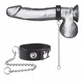 Утяжка на пенис с поводком Snap Cock Ring With 12  Leash - BlueLine - купить с доставкой в Воронеже