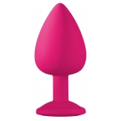 Большая розовая анальная пробка Emotions Cutie Large с фиолетовым кристаллом - 10 см. - Lola Games - купить с доставкой в Воронеже