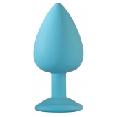 Большая голубая анальная пробка Emotions Cutie Large с розовым кристаллом - 10 см. - Lola Games - купить с доставкой в Воронеже