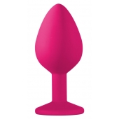 Средняя розовая анальная пробка Emotions Cutie Medium с чёрным кристаллом - 8,5 см. - Lola Games - купить с доставкой в Воронеже