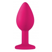 Малая розовая анальная пробка Emotions Cutie Small с чёрным кристаллом - 7,5 см. - Lola Games - купить с доставкой в Воронеже