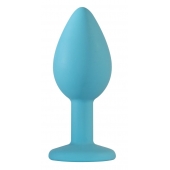 Малая голубая анальная пробка Emotions Cutie Small с фиолетовым кристаллом - 7,5 см. - Lola Games - купить с доставкой в Воронеже