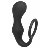Чёрное эрекционное кольцо с анальной пробкой Double Pleasure Anal Plug - Lola Games - в Воронеже купить с доставкой