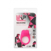 Розовое эрекционное кольцо с щеточкой LIT-UP SILICONE STIMU RING 5 - Dream Toys - в Воронеже купить с доставкой