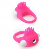 Розовое эрекционное кольцо с щеточкой LIT-UP SILICONE STIMU RING 5 - Dream Toys - в Воронеже купить с доставкой