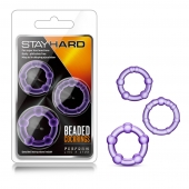 Набор из 3 фиолетовых эрекционных колец Stay Hard Beaded Cockrings - Blush Novelties - в Воронеже купить с доставкой