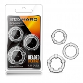 Набор из 3 прозрачных эрекционных колец Stay Hard Beaded Cockrings - Blush Novelties - в Воронеже купить с доставкой