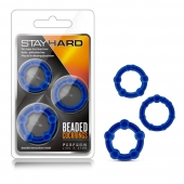 Набор из 3 синих эрекционных колец Stay Hard Beaded Cockrings - Blush Novelties - в Воронеже купить с доставкой