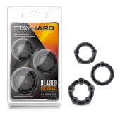 Набор из 3 чёрных эрекционных колец Stay Hard Beaded Cockrings - Blush Novelties - в Воронеже купить с доставкой
