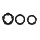 Набор из 3 чёрных эрекционных колец Stay Hard Beaded Cockrings - Blush Novelties - в Воронеже купить с доставкой