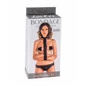 Ошейник с длинной лентой и наручниками Strap Bondage Kit Plus Size - Lola Games - купить с доставкой в Воронеже