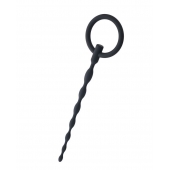 Чёрный уретральный плаг с кольцом - ToyFa - купить с доставкой в Воронеже