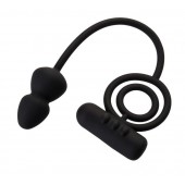 Чёрное эрекционное кольцо с вибропулькой и анальным хвостом - Erotist Adult Toys - в Воронеже купить с доставкой