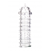 Прозрачная насадка на пенис TOYFA A-Toys с ребрами и точками - 15,3 см. - A-toys - в Воронеже купить с доставкой