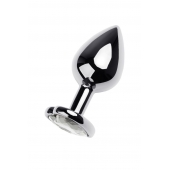 Серебристая анальная пробка с прозрачным кристаллом-сердцем - 8 см. - ToyFa - купить с доставкой в Воронеже