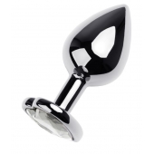 Серебристая анальная пробка с прозрачным кристаллом-сердцем - 8 см. - ToyFa - купить с доставкой в Воронеже