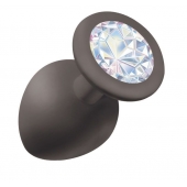 Чёрная анальная пробка Emotions Cutie Large с прозрачным кристаллом - 10 см. - Lola Games - купить с доставкой в Воронеже