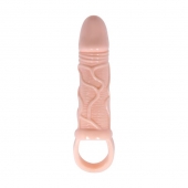 Телесная вибрирующая насадка на пенис с подхватом для мошонки - 17 см. - Baile - в Воронеже купить с доставкой