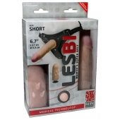 Телесный поясной страпон LESBI с вагинальной пробкой - 17 см. - LOVETOY (А-Полимер) - купить с доставкой в Воронеже