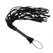 Чёрная плеть с кожаной рукоятью - 65 см. - Sitabella - купить с доставкой в Воронеже