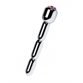 Серебристый уретральный плаг со стразом - 7 см. - ToyFa - купить с доставкой в Воронеже