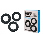 Набор из 3 рельефных эрекционных колец Sex Expert - Sex Expert - в Воронеже купить с доставкой