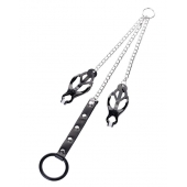 Черно-серебристые зажимы для сосков с кольцом для пениса TOYFA Metal - ToyFa - купить с доставкой в Воронеже