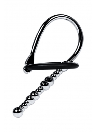 Серебристый уретральный плаг-бусины TOYFA Metal с мягким фиксириющим кольцом - ToyFa - купить с доставкой в Воронеже