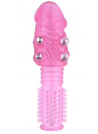 Стимулирующая розовая насадка с шишечками и шипами - 13,5 см. - Toyfa Basic - в Воронеже купить с доставкой