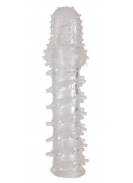 Прозрачная, закрытая насадка с шипами и точками - 13,5 см. - Toyfa Basic - в Воронеже купить с доставкой